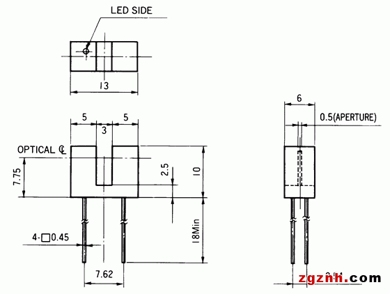 光電傳感器（光學傳感器）OJ-1002尺寸規格