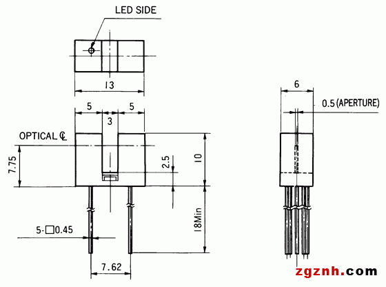 光電傳感器（光學(xué)傳感器）OJ-1001尺寸規(guī)格