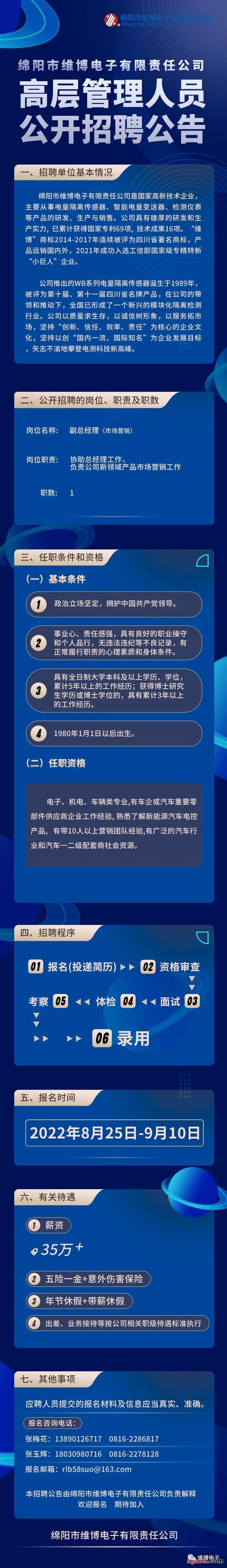 維博公司高層管理人員公開招聘公告